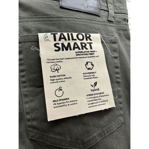 Tailor Vintage Performance Pants Men's 38X32 Army Green Canaan Slim Fit Stretch - Picture 7 of 11